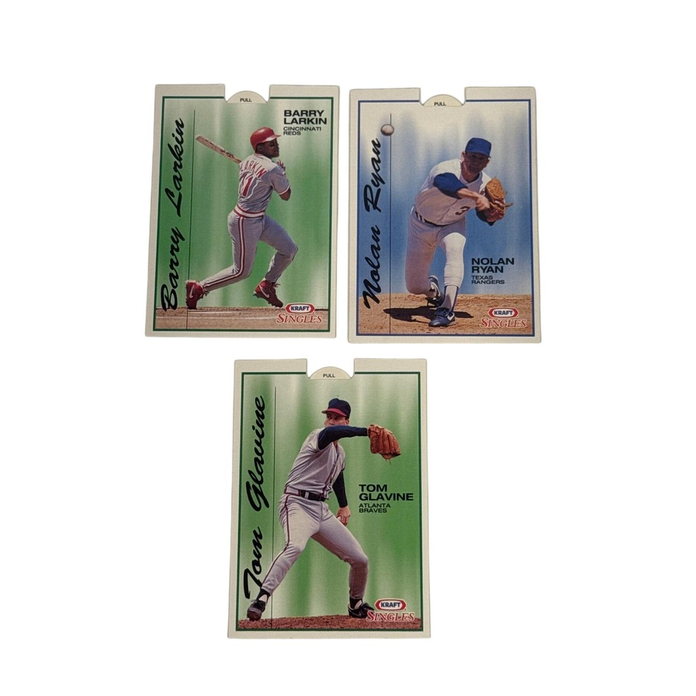1993 Kraft Singles Baseball Cards Nolan Ryan Barry Larkin Tom Glavine Lot 3